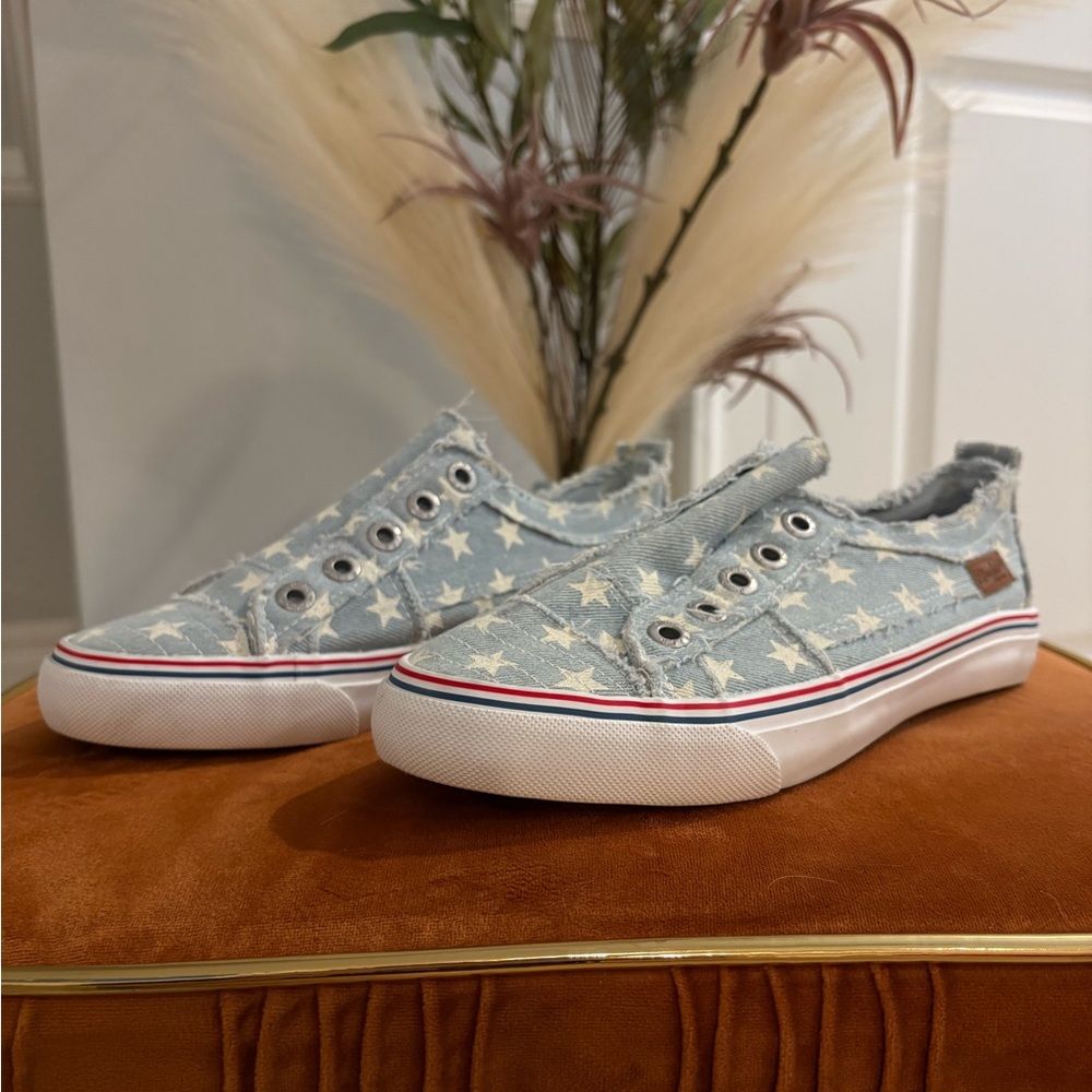 Blowfish sneakers; size 7 
Light blue with white stars